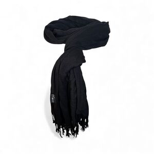 Cajon Black Scarf Shawl Wrap Fringed Used Good Condition